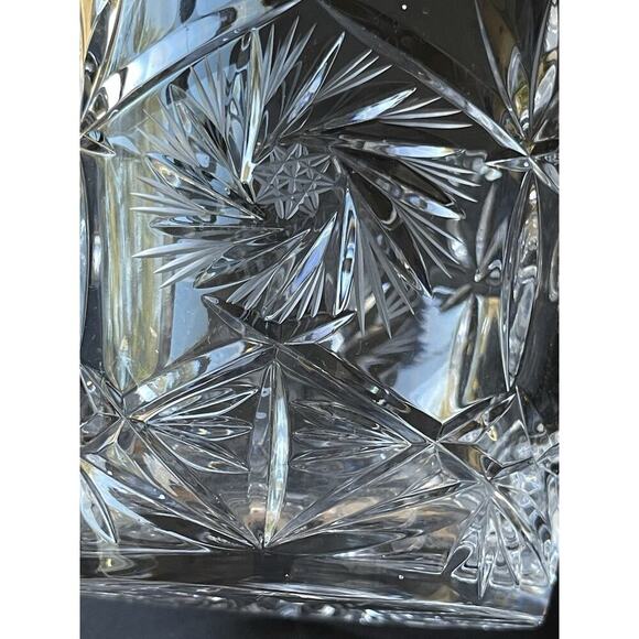 Vtg. Cut Crystal Ice Bucket Whirling Pinwheel Star Of David Cocktail Barware - Picture 3 of 11